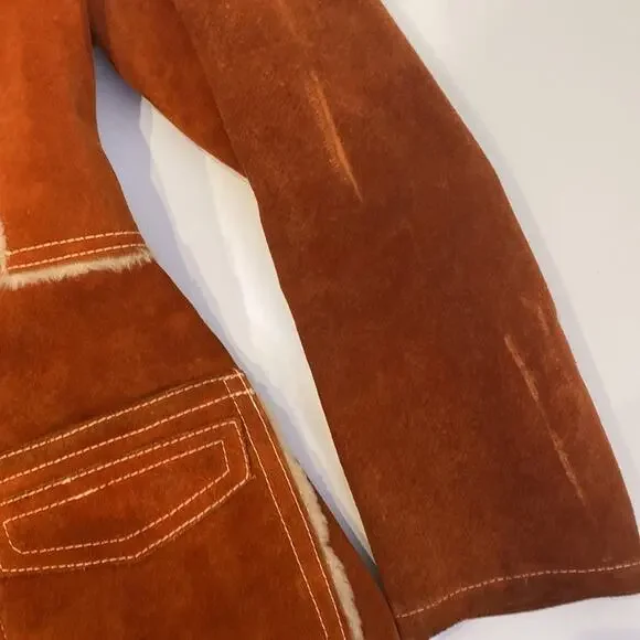 Vintage Penny Lane Rust Colored Suede Coat w/ Faux Fur Trim Snap Closure Sz XS - Picture 11 of 16